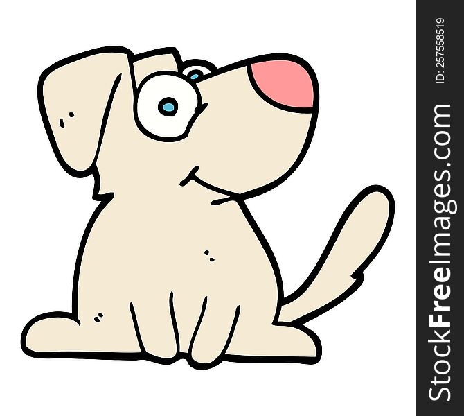 Hand Drawn Doodle Style Cartoon Happy Dog