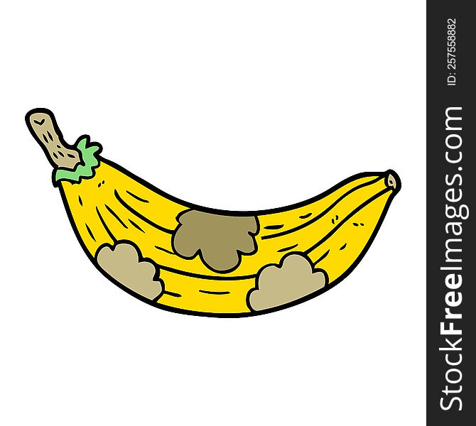cartoon old banana going brown. cartoon old banana going brown
