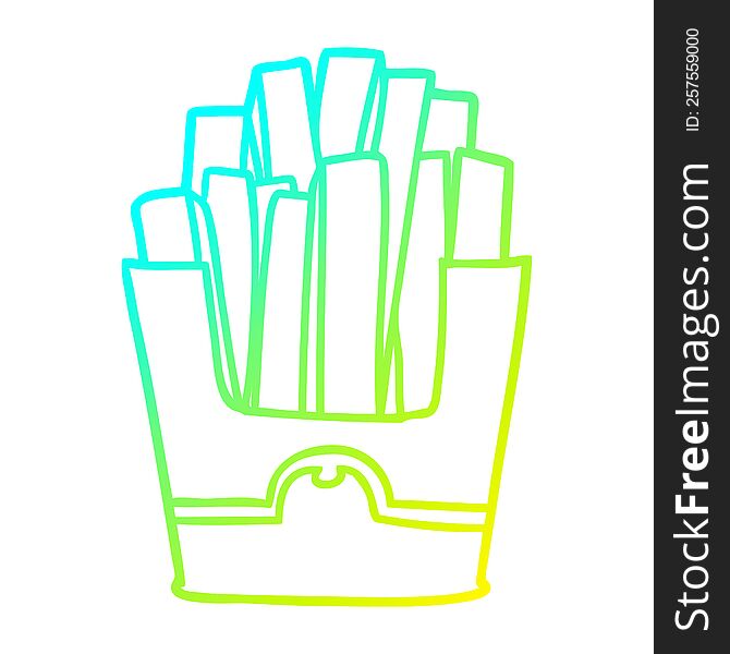 cold gradient line drawing of a junk food fries