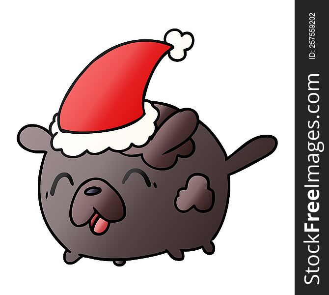 Christmas Gradient Cartoon Of Kawaii Dog