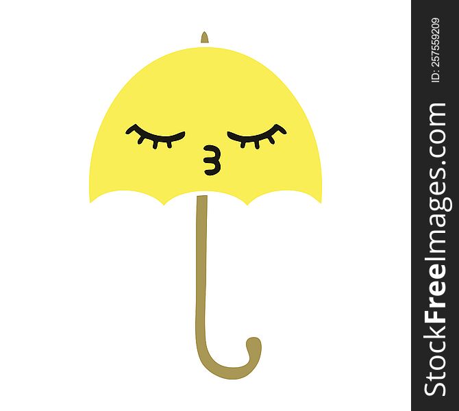 flat color retro cartoon umbrella