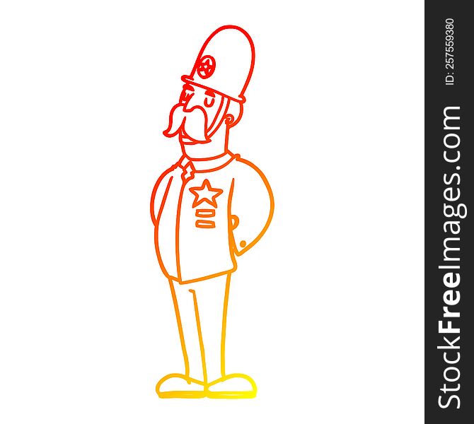 warm gradient line drawing cartoon policeman