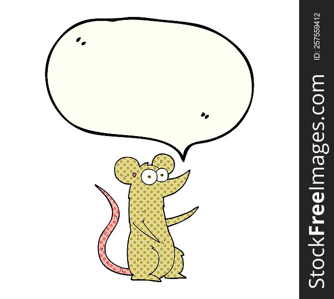 freehand drawn comic book speech bubble cartoon mouse in love