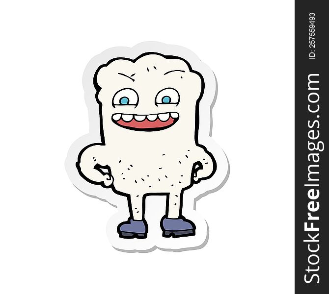 sticker of a cartoon happy tooth
