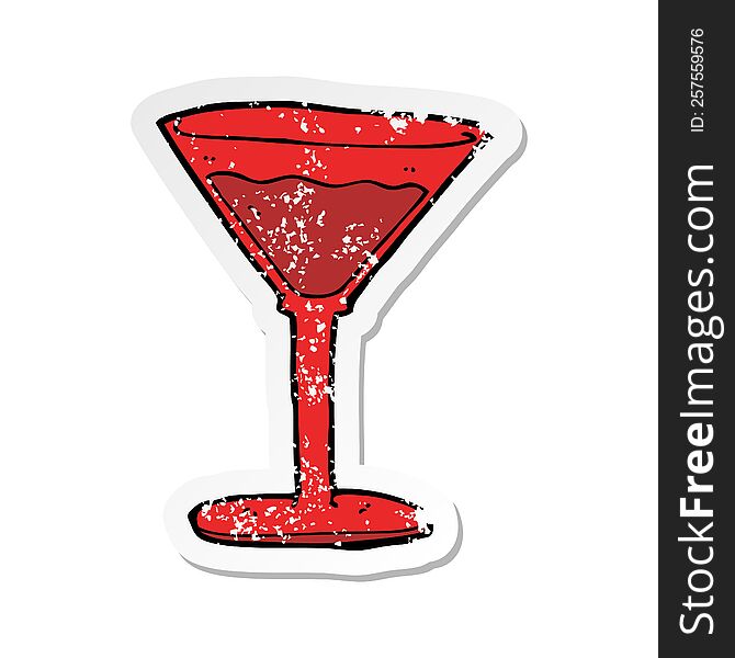 retro distressed sticker of a cartoon cocktail