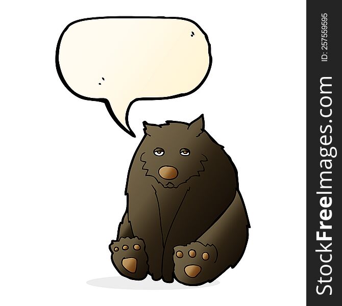 cartoon unhappy black bear with speech bubble