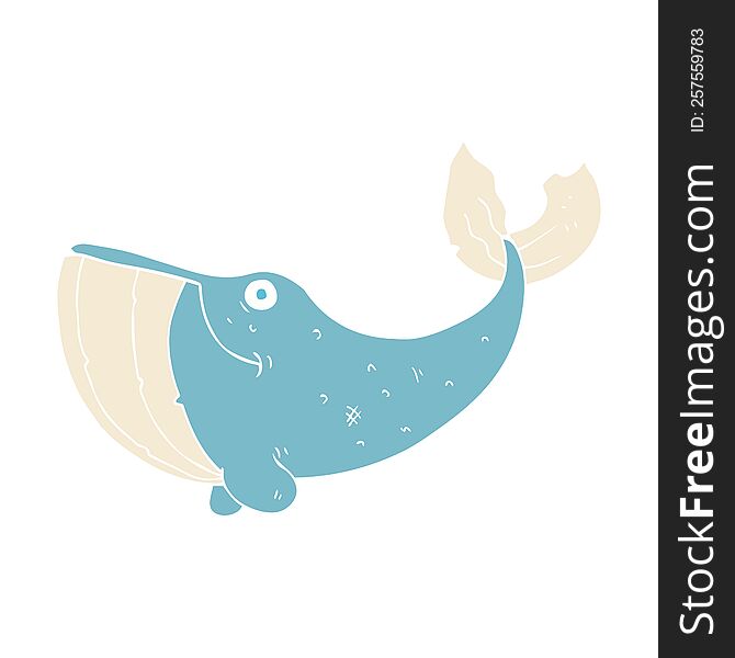 Flat Color Illustration Of A Cartoon Whale