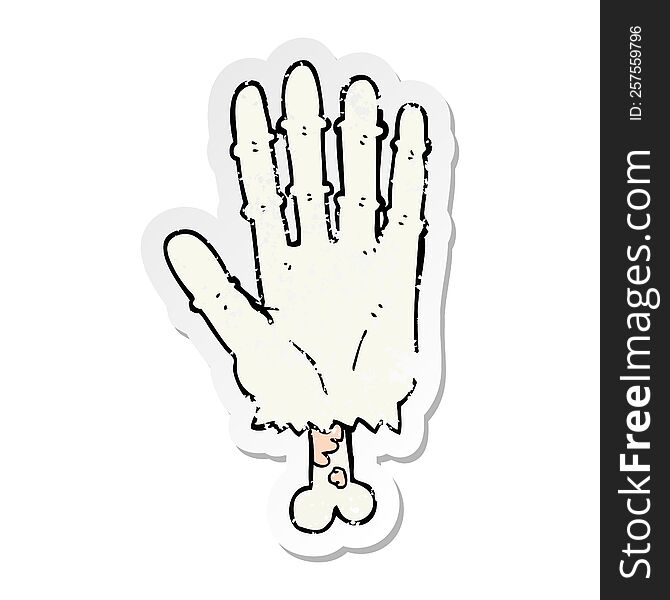 Distressed Sticker Of A Cartoon Zombie Hand