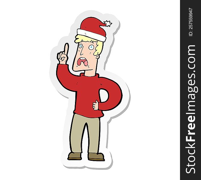 Sticker Of A Cartoon Man Ready For Christmas