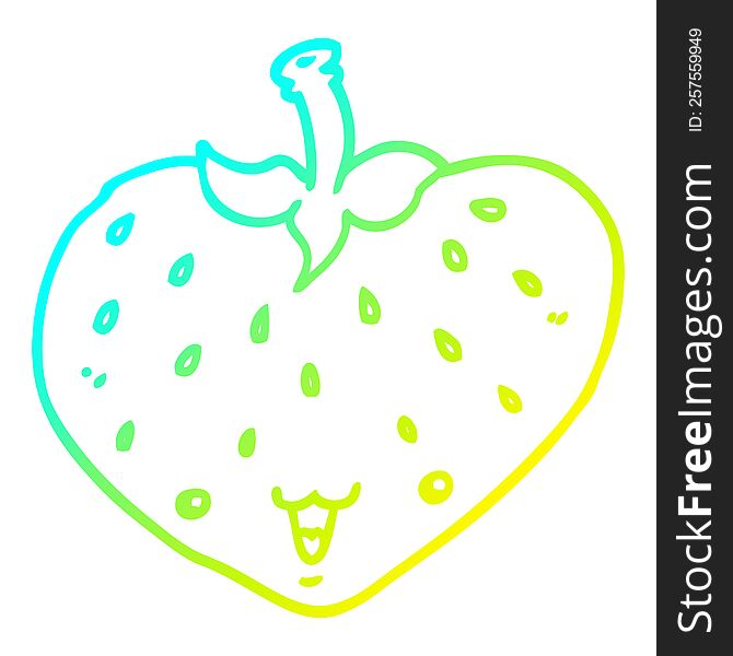 cold gradient line drawing of a cartoon strawberry