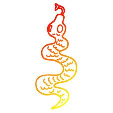 Warm Gradient Line Drawing Cartoon Green Snake Royalty Free Stock Images
