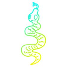 Cold Gradient Line Drawing Cartoon Green Snake Stock Photo