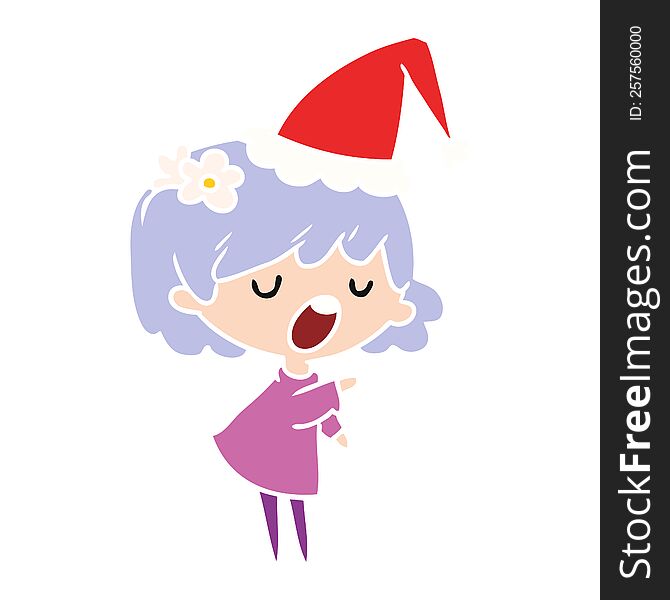 christmas cartoon of kawaii girl