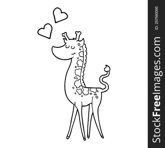 Cartoon Giraffe With Love Heart