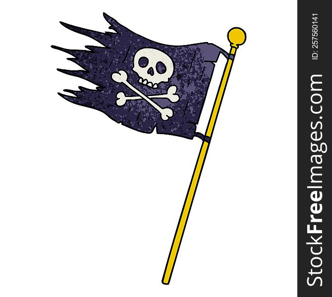Textured Cartoon Doodle Of A Pirates Flag