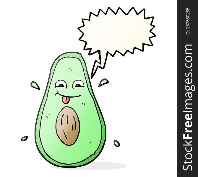 freehand drawn speech bubble cartoon avocado