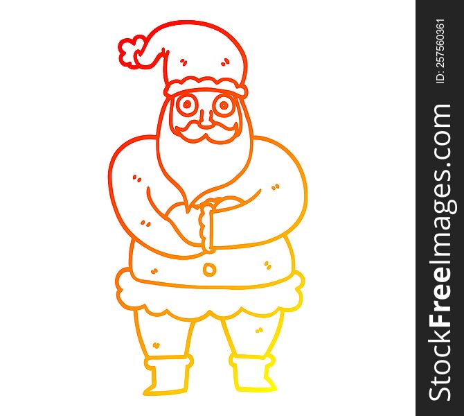 Warm Gradient Line Drawing Cartoon Santa