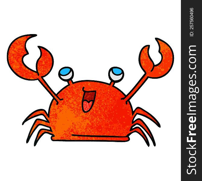 hand drawn quirky cartoon happy crab. hand drawn quirky cartoon happy crab