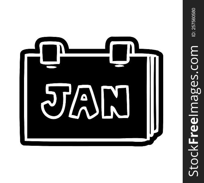 cartoon icon drawing of a calendar with jan