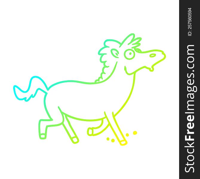 Cold Gradient Line Drawing Cartoon Running Horse