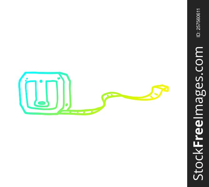 cold gradient line drawing of a cartoon tape measure