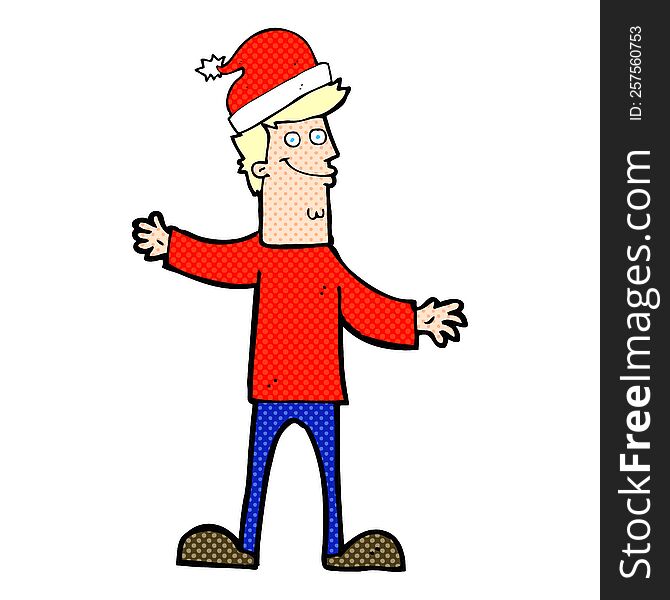 cartoon man ready for christmas