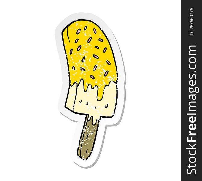 Distressed Sticker Of A Cartoon Ice Cream Lolly