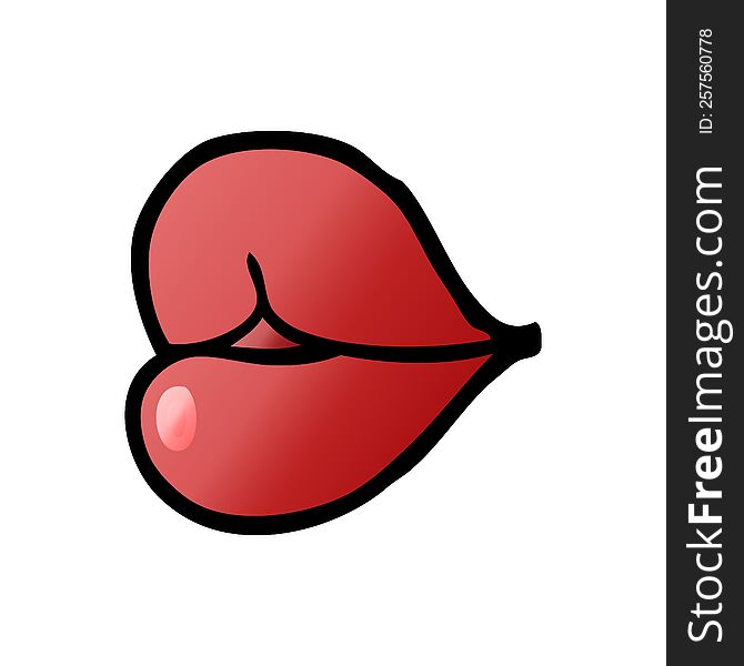 cartoon doodle red lips