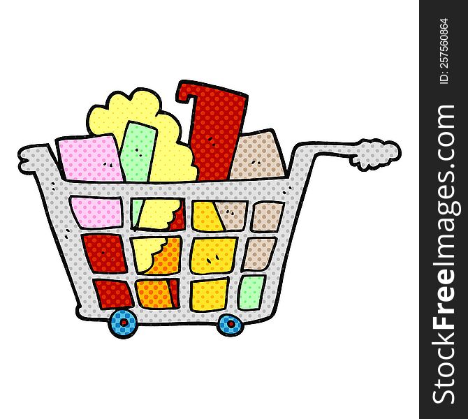 freehand drawn cartoon shopping trolley