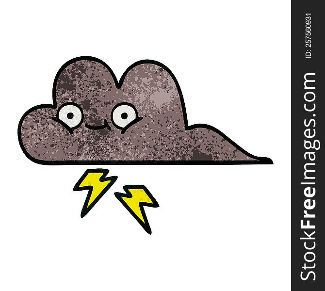 retro grunge texture cartoon of a storm cloud