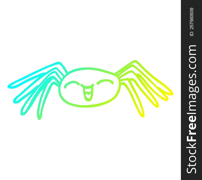 Cold Gradient Line Drawing Cartoon Happy Spider