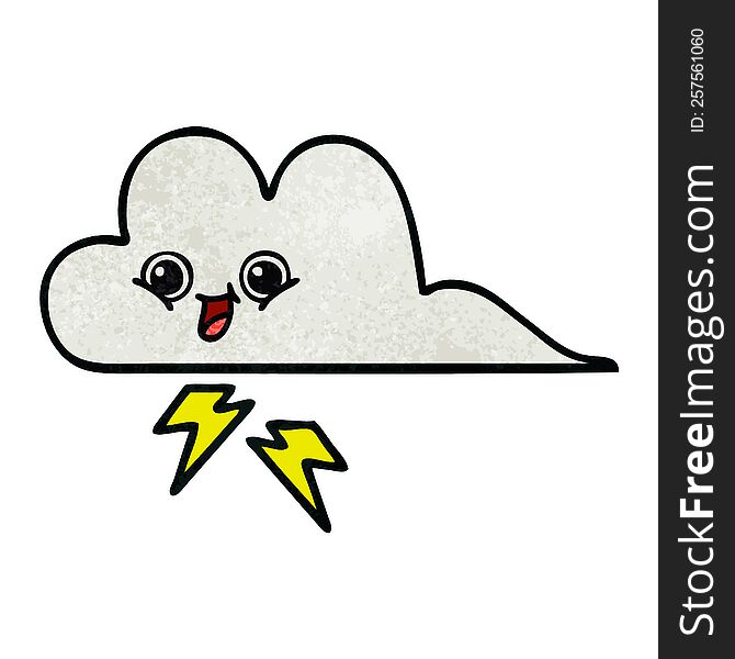 Retro Grunge Texture Cartoon Storm Cloud