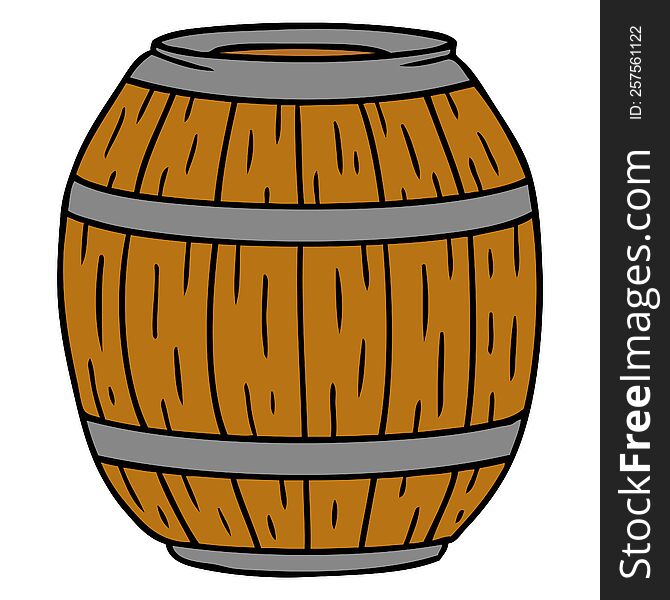 Cartoon Doodle Of A Wooden Barrel