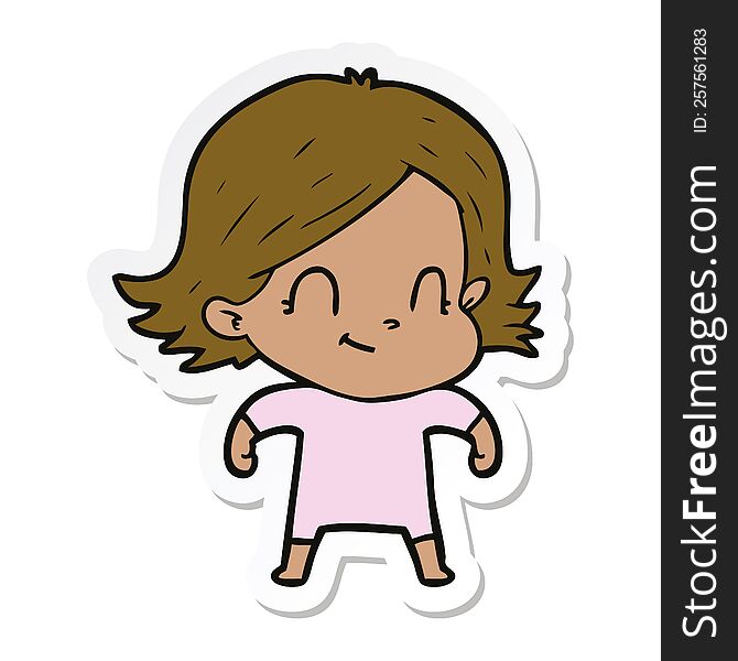 Sticker Of A Cartoon Friendly Girl