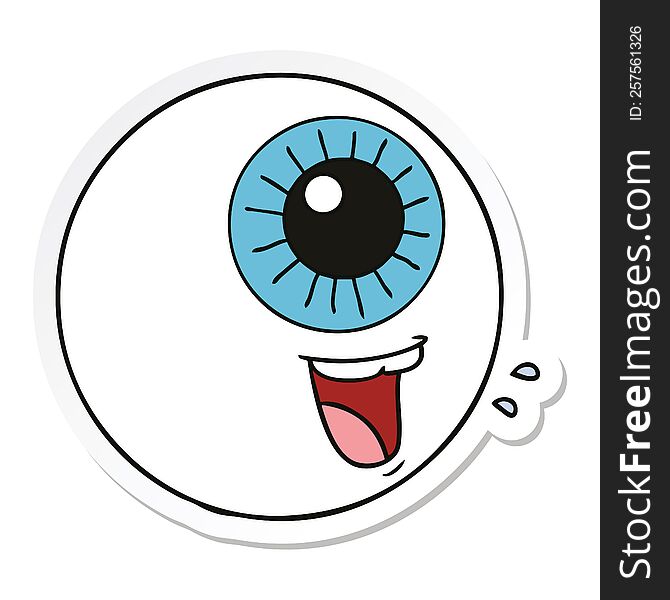 sticker of a cartoon eyeball laughing