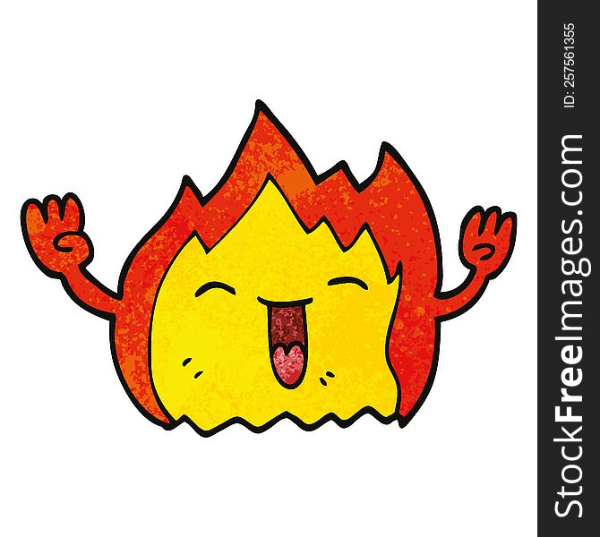 Cartoon Doodle Happy Red Flame