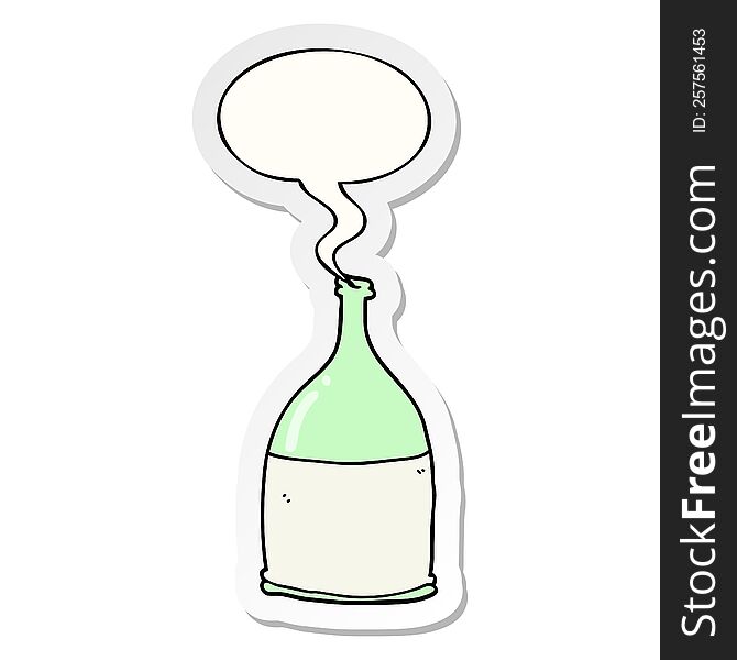 Cartoon Bottle And Speech Bubble Sticker