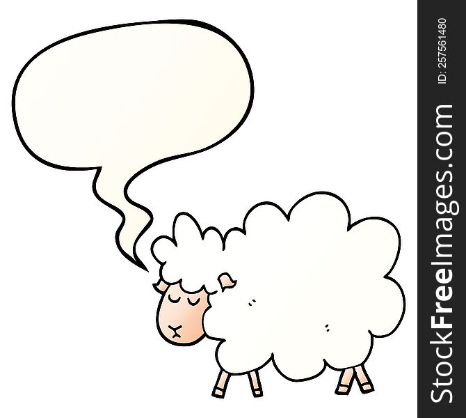 cartoon sheep with speech bubble in smooth gradient style