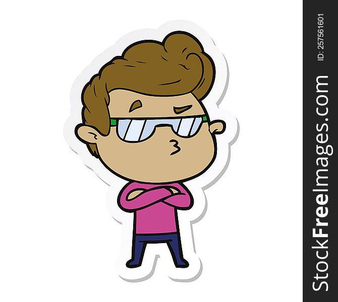 Sticker Of A Cartoon Cool Guy