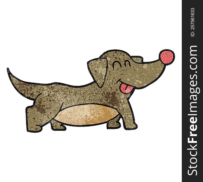 freehand textured cartoon happy little dog