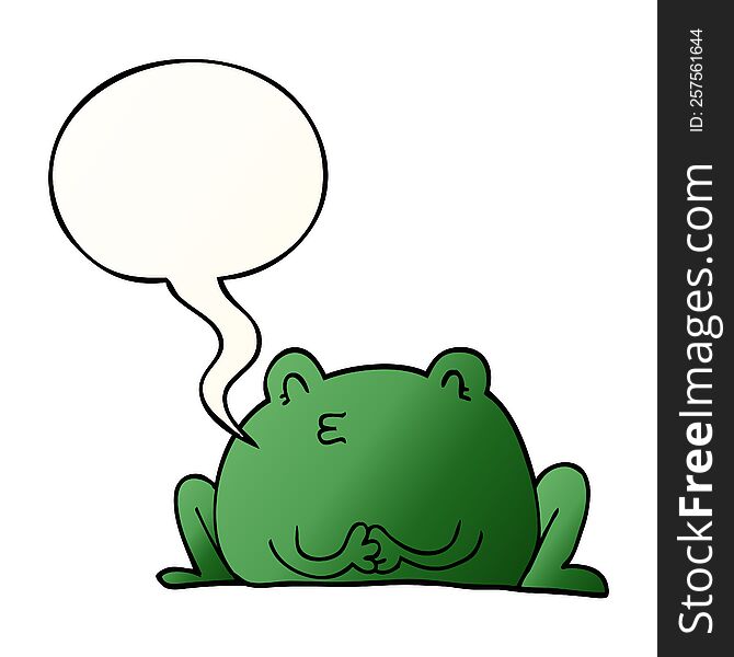 Cute Cartoon Frog And Speech Bubble In Smooth Gradient Style