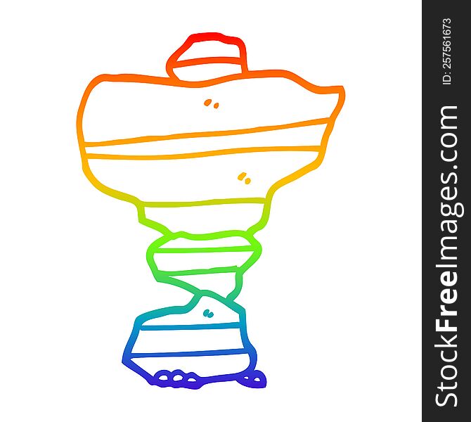 Rainbow Gradient Line Drawing Cartoon Of Stacked Stones