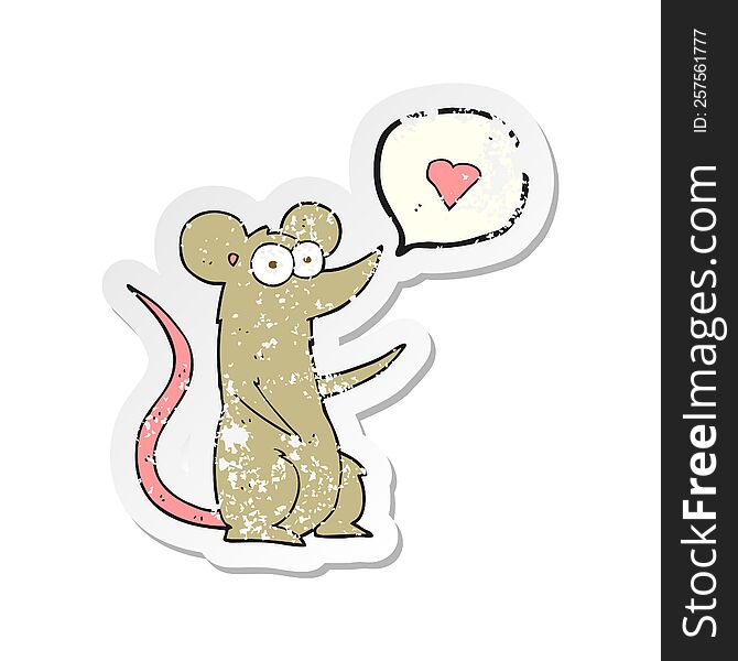 Retro Distressed Sticker Of A Cartoon Mouse In Love