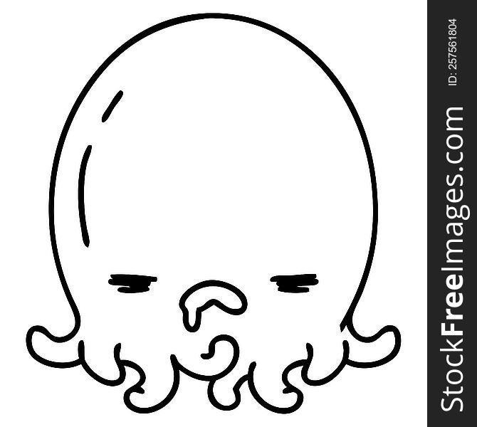 line doodle of an angry octopus