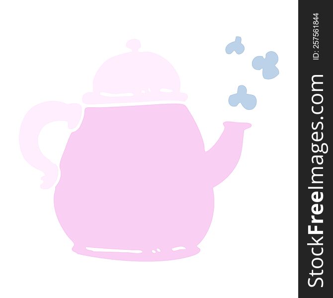 Flat Color Illustration Cartoon Tea Po