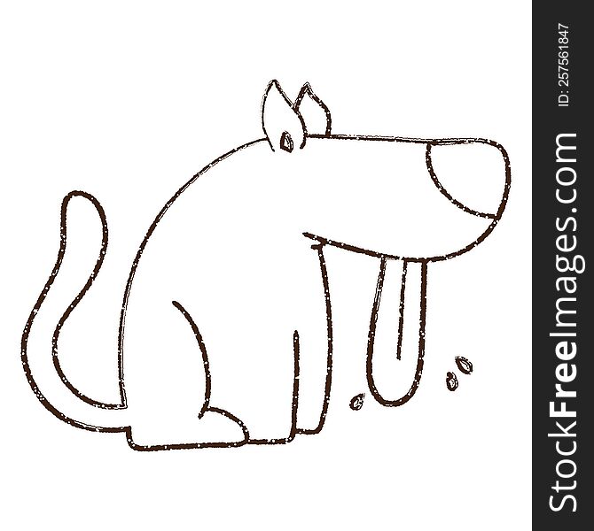 Panting Dog Charcoal Drawing