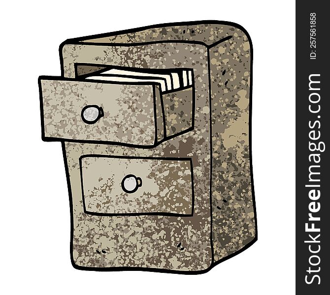 grunge textured illustration cartoon drawers of files