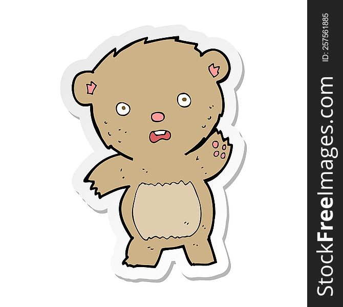 Sticker Of A Cartoon Unhappy Teddy Bear