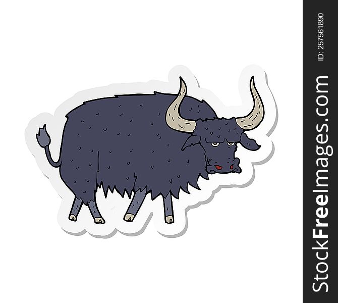 sticker of a cartoon annoyed hairy ox