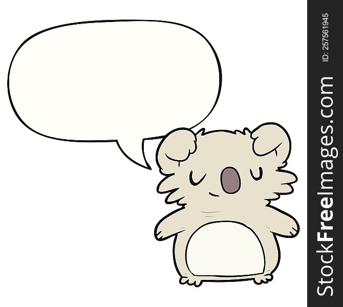 Cute Cartoon Koala And Speech Bubble